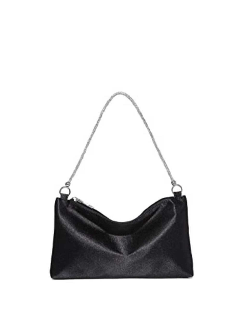 Rhinestone Chain Satin Clutch Sparkly Square Evening Bag